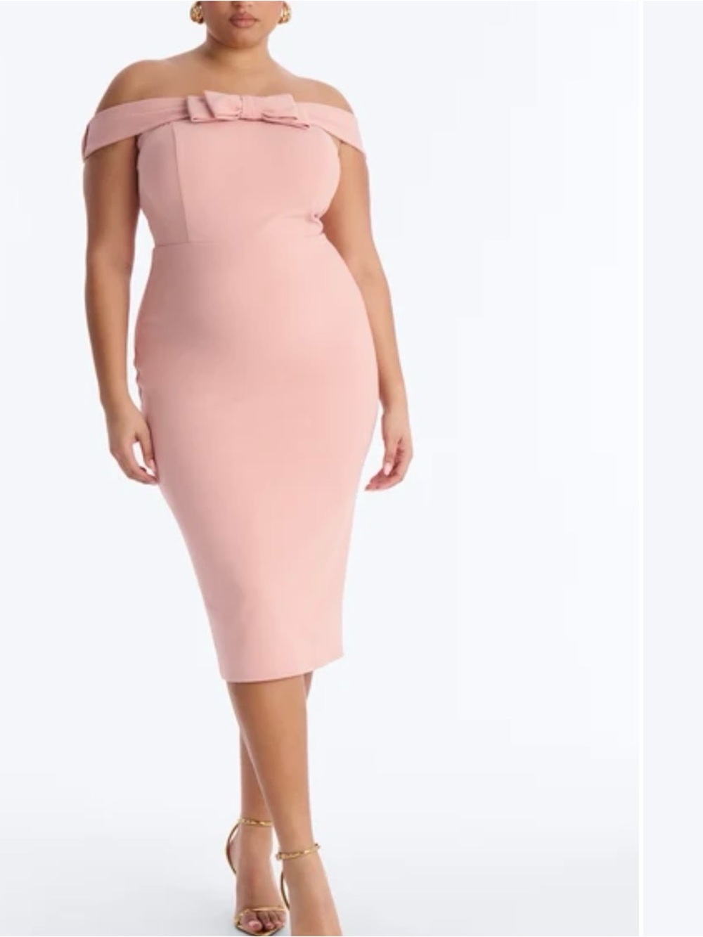 Fashion Nova Blush Off-Shoulder Midi Dress